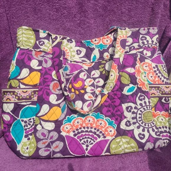 Vera Bradley Plum Crazy Tote Bag - Picture 3 of 5